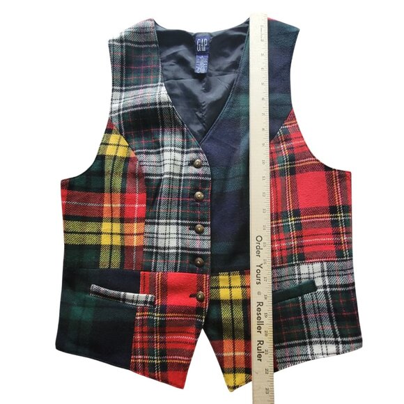 Vintage Gap Plaid Patchwork Vest Womens S Wool Blend Button-Up - Picture 10 of 16